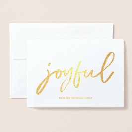 Personalisiert Joyful Script Family Foto Weihnacht Folienkarte