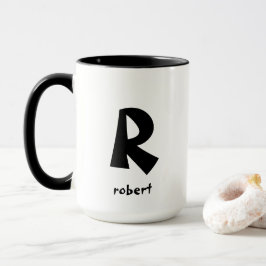 Personalisiert Jumbo Black Initial Monogam Name Tasse