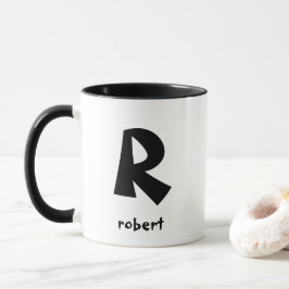 Personalisiert Jumbo Black Initial Monogam Name Tasse