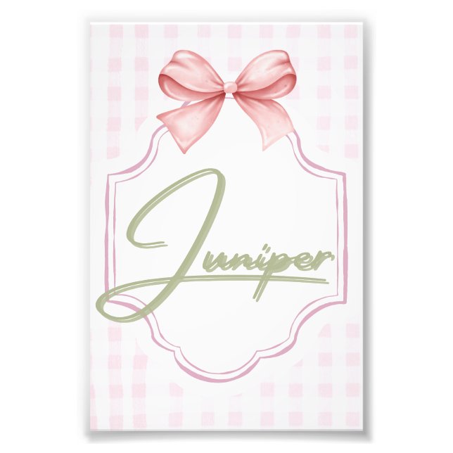 Personalisiert Juniper Baby Girl Kinderzimmer BowG Fotodruck (Vorne)