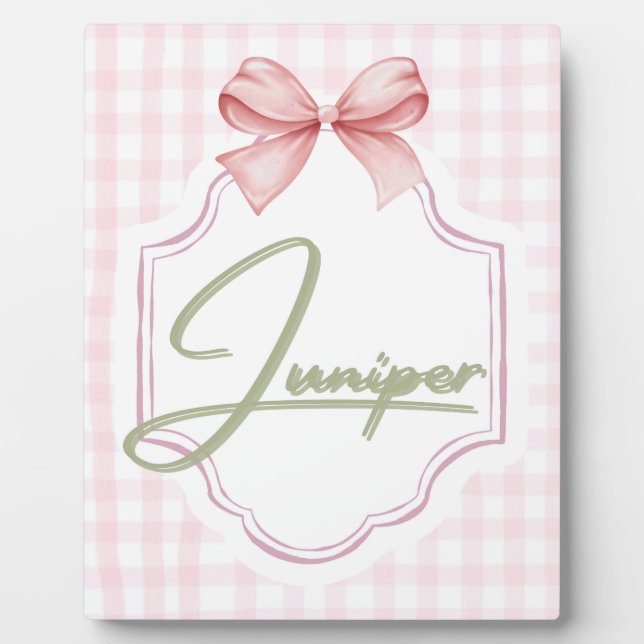 Personalisiert Juniper Baby Girl Kinderzimmer BowG Fotoplatte (Vorderseite)
