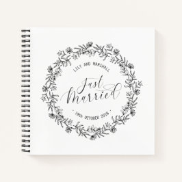 Personalisiert Just Married Floral | Gästebuch Notizbuch