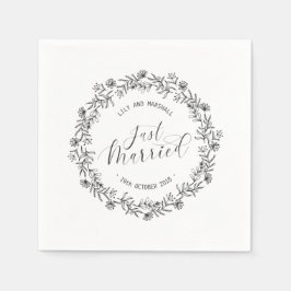 Personalisiert Just Married Floral | Serviette