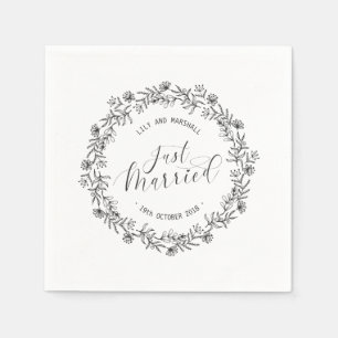 Personalisiert Just Married Floral   Serviette