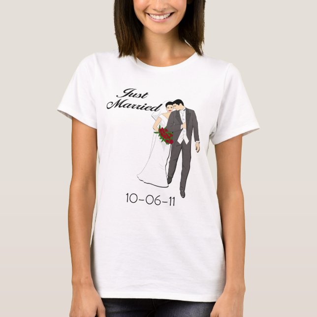 Personalisiert Just Married T - Shirt (Vorderseite)