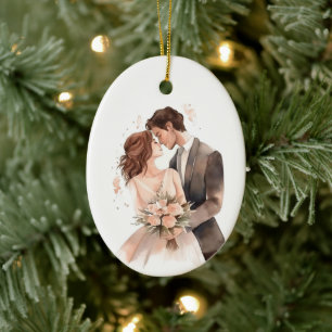 Personalisiert Just Married Wedple Art Keramik Ornament