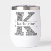 Personalisiert K Initial Silver Monogram Ihr Name