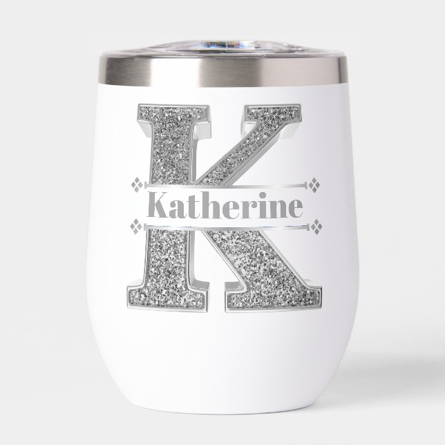 Personalisiert K Initial Silver Monogram Ihr Name (Vorderseite)