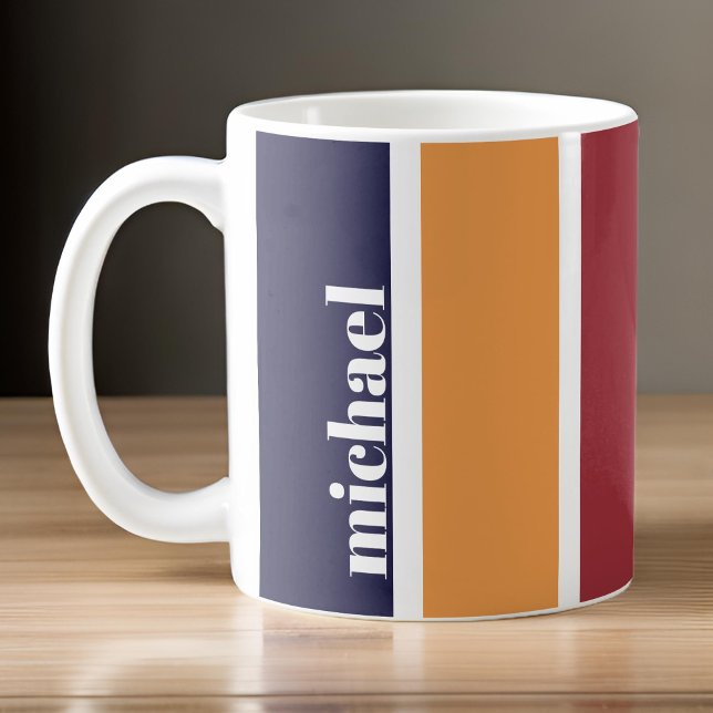 Personalisiert Kaffeetasse (Personalized Blue Yellow Red Striped Coffee Mug)