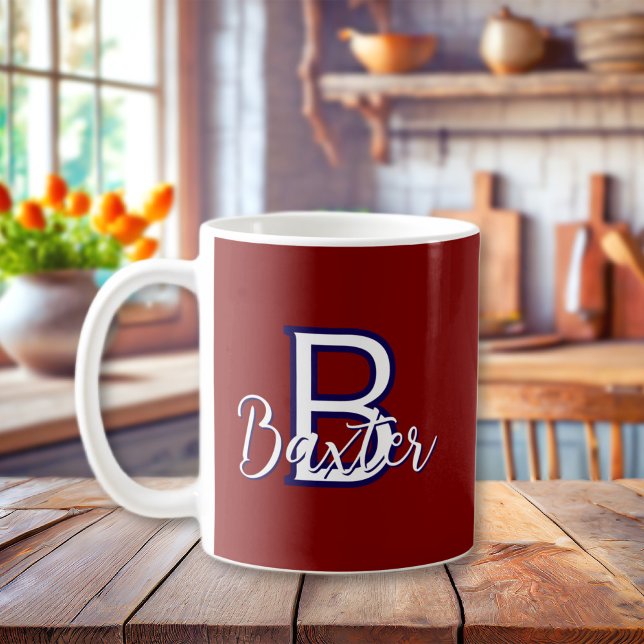 Personalisiert Kaffeetasse (Red White & Blue Name and Monogram Personalized Coffee Mug
)