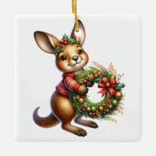 Personalisiert Kangaroo Australische Weihnachtszei Keramikornament
