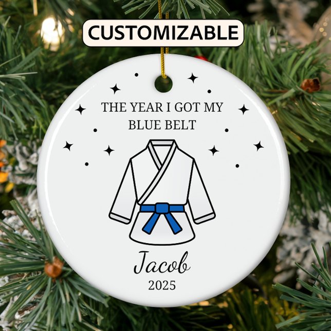 Personalisiert Karate Blauer Gürtel, Taekwondo Out Keramik Ornament (Von Creator hochgeladen)