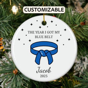 Personalisiert Karate Blauer Gürtel, Taekwondo Out Keramik Ornament