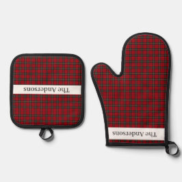 Personalisiert Kariert Ofenhandschuh & Topflappen-Set