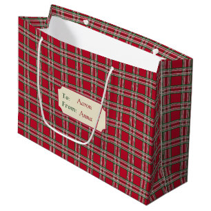 Personalisiert Karierte Weihnachtsgeschenktasche Große Geschenktüte