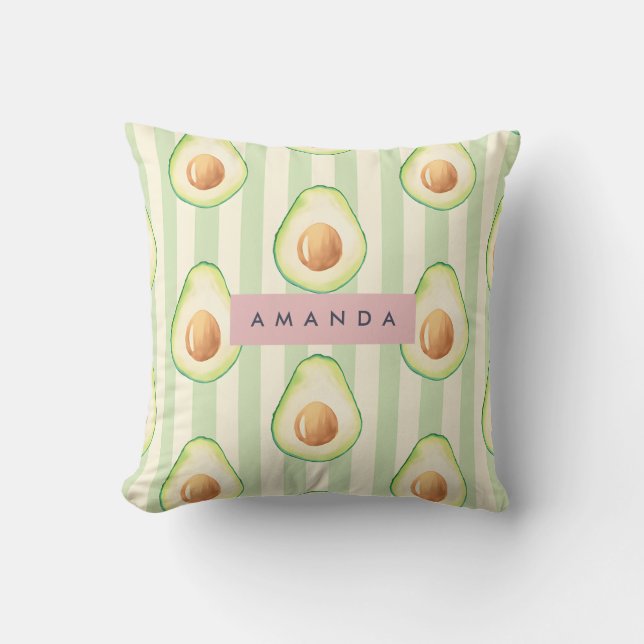 Personalisiert Kawaii Avocado Pattern Kissen (Vorderseite)