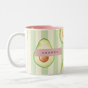 Personalisiert Kawaii Avocado Pattern Zweifarbige Tasse