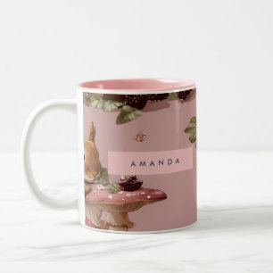 Personalisiert Kawaii Bunny & Berry Cupcake Muster Zweifarbige Tasse