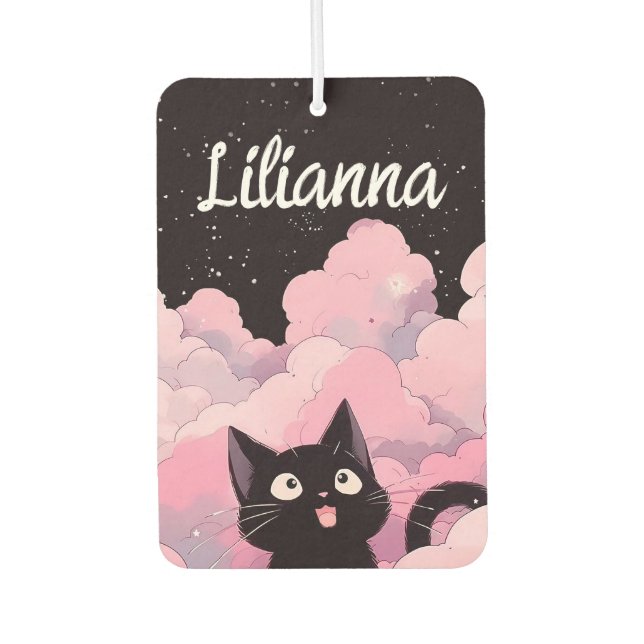 Personalisiert Kawaii Cat Autolufterfrischer (Vorderseite)