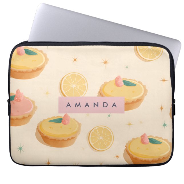 Personalisiert Kawaii Lemon Tart Pattern Laptopschutzhülle (Vorderseite)