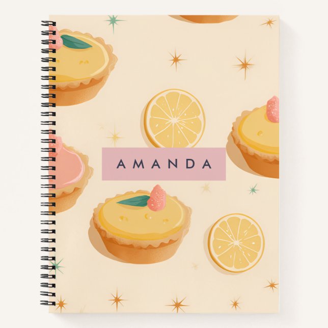 Personalisiert Kawaii Lemon Tart Pattern Notizbuch (Vorderseite)