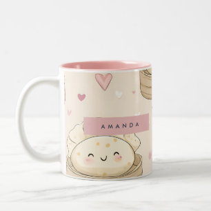 Personalisiert Kawaii Pastel Dumpling Muster Zweifarbige Tasse