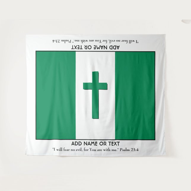 Personalisiert Keepake | NIGERIA FLAG mit Kreuz Wandteppich (Vorderseite (Horizontal))