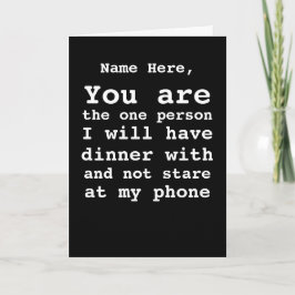 Personalisiert keine Handy-Abendessen Datum Valent Feiertagskarte