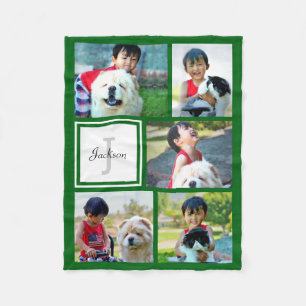 Personalisiert Kelly Green Foto Collage Mit Monogr Fleecedecke