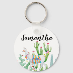 Personalisiert Key Chain Boho Llama Bohemisch Cact Schlüsselanhänger