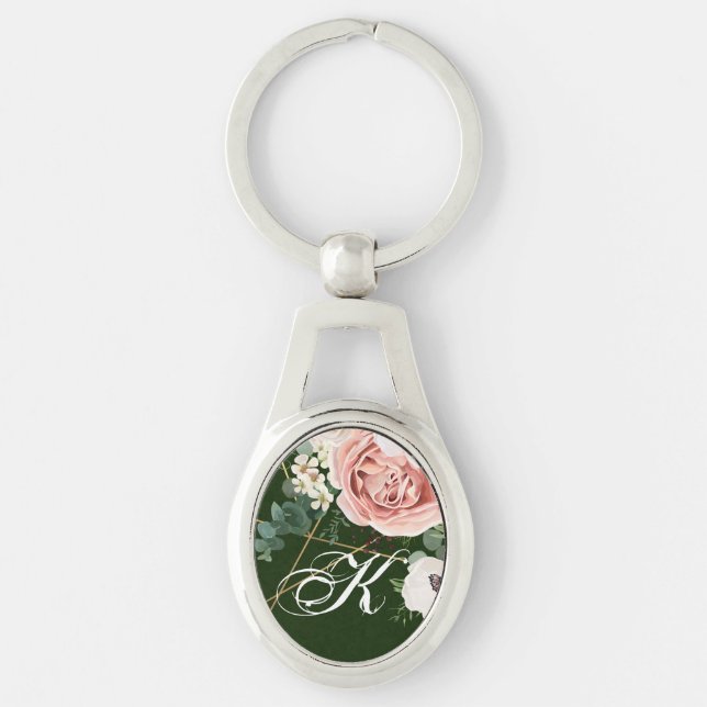 Personalisiert Key Chain Geometric Garden Rose Hun Schlüsselanhänger (Vorderseite)