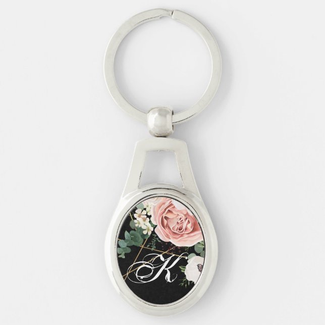 Personalisiert Key Chain Geometric Garden Rose Sch Schlüsselanhänger (Vorderseite)
