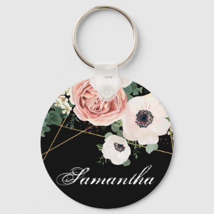 Personalisiert Key Chain Geometric Garden Rose Sch Schlüsselanhänger