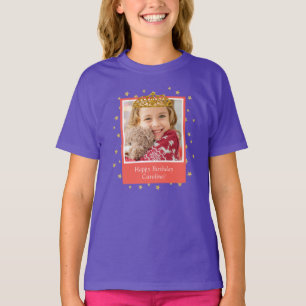 Personalisiert Kid Foto Happy Birthday Gold Crown T-Shirt