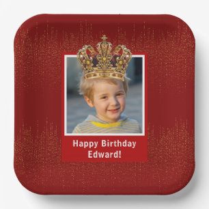 Personalisiert Kid Foto Happy Birthday King Crown Pappteller