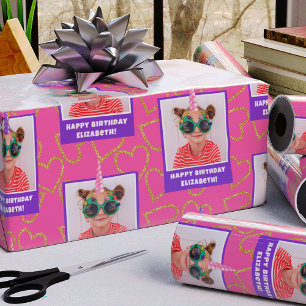 Personalisiert Kid Foto Happy Birthday Unicorn Geschenkpapier