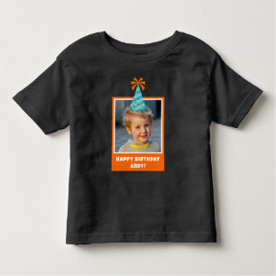 Personalisiert Kid Foto Happy Birthday w/ Blue Hat Kleinkind T-shirt