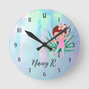 Personalisiert Kid Niedlich Girl Runde Wanduhr