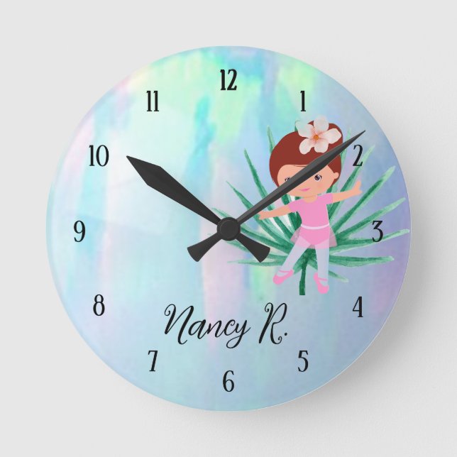 Personalisiert Kid Niedlich Girl Runde Wanduhr (Vorderseite)