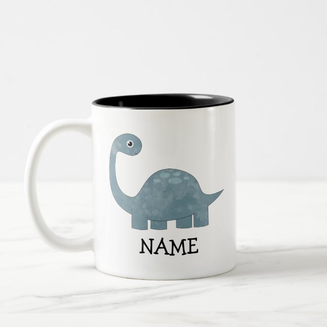 Personalisiert Kids Custom Dinosaurier Zweifarbige Tasse (Links)