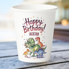 Personalisiert Kids Dinosaurier Geburtstag Pappbecher