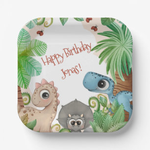 Personalisiert Kids Dinosaurier Geburtstag Pappteller