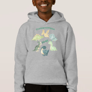 Personalisiert Kid's Dinosaurier Roar Gray Hoodie
