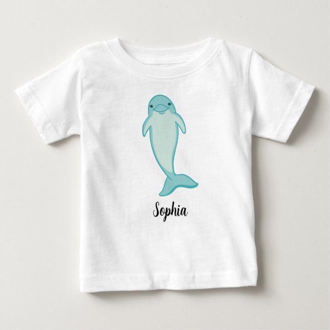 Personalisiert Kids Dolphin Girls Baby T - Shirt (Vorderseite)