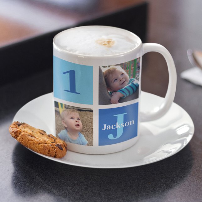Personalisiert Kids Foto Collage Niedlich Blue Kaffeetasse (Von Creator hochgeladen)