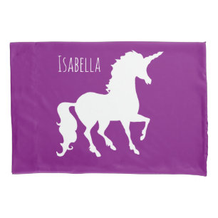 Personalisiert Kids Lila Pink Unicorn Silhouette Kissenbezug