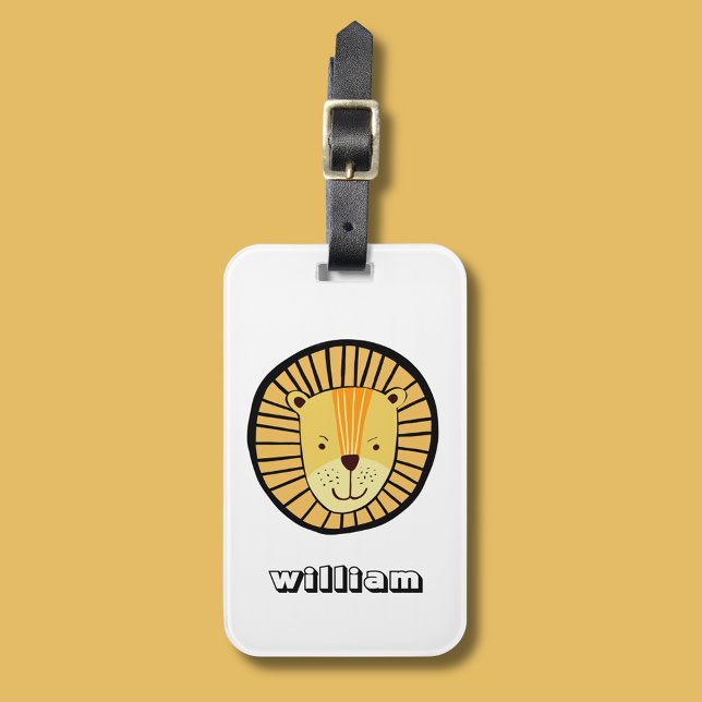 Personalisiert Kids Lion Jungle Tiername Gepäckanhänger (Kids lion head personalized luggage tag)
