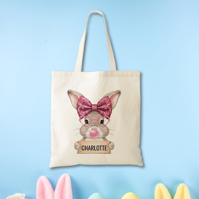Personalisiert Kids Ostertasche mit Bunny Tragetasche (Personalized Kids Easter Tote Bag with Bunny)