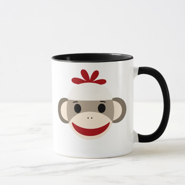 Personalisiert Kids Sock Monkey Tasse (Rechts)