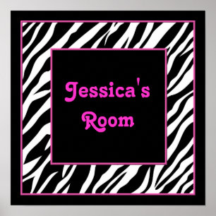 Personalisiert Kids Wall Decke - Zebra und Rosa Poster